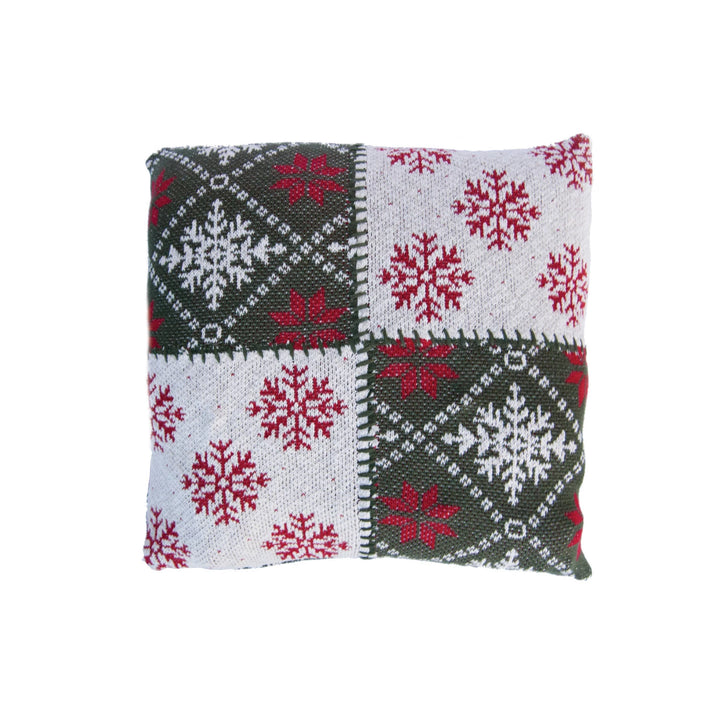 Cotton Knit Snowflake Pattern Throw Pillow, 20"