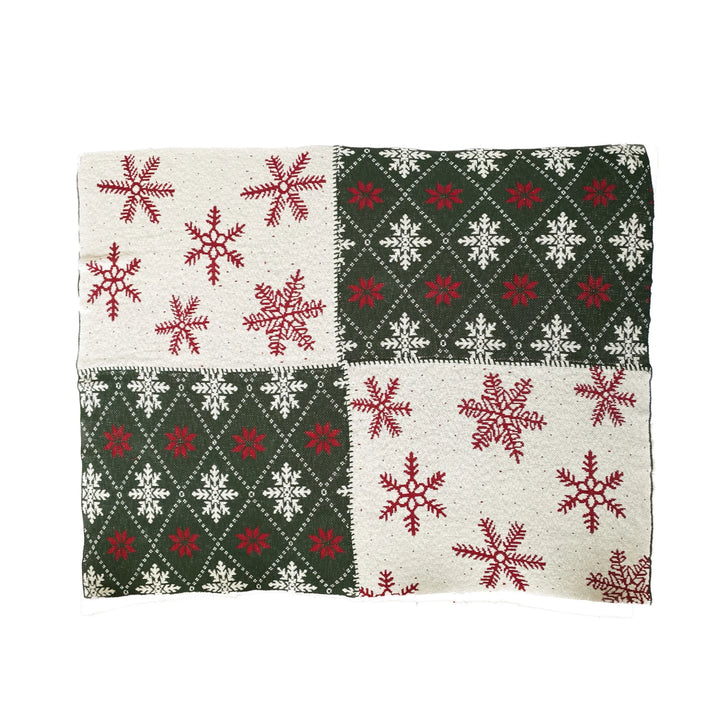 Cotton Knit Snowflake Pattern Throw Blanket, 60" x 50"