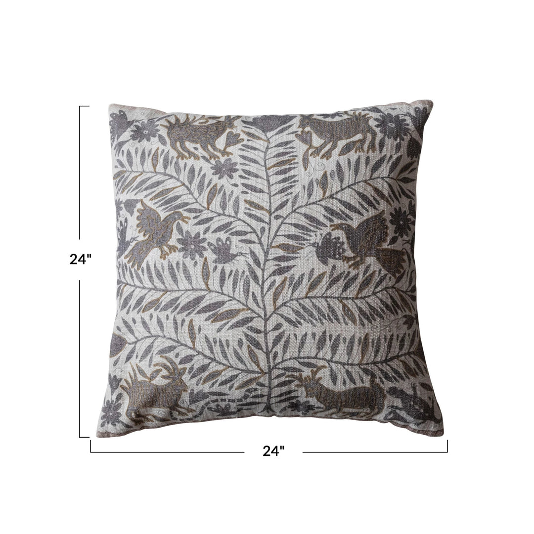 Otomi Pattern + Chambray Woven Cotton Pillow, 24"