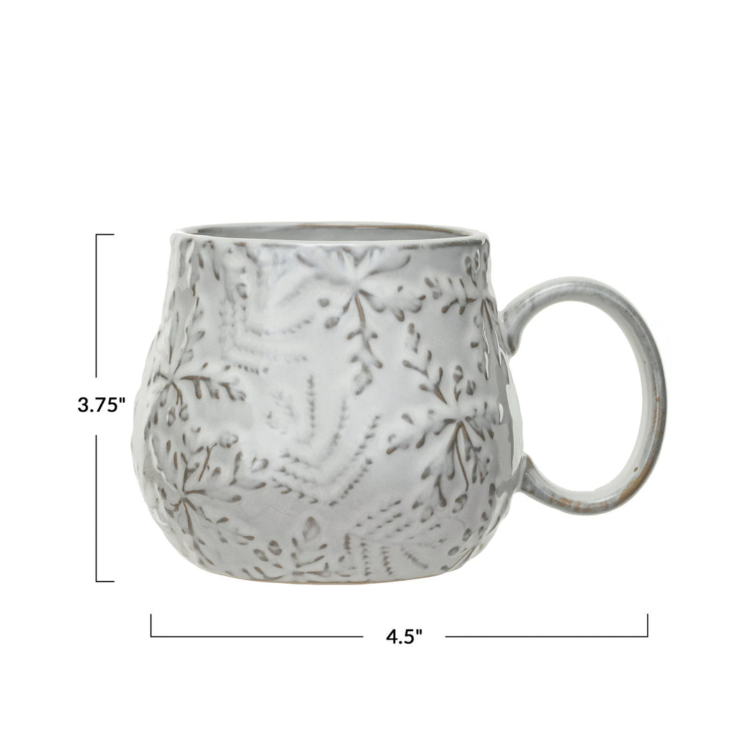 Snowflake Embossed White Mug, 16oz