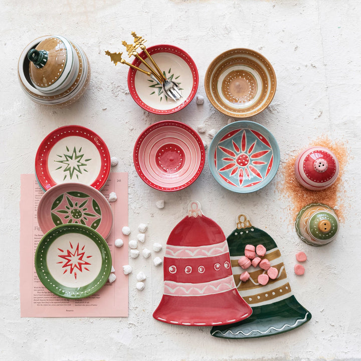 Hand-Painted Bell Shaped Stoneware Plates