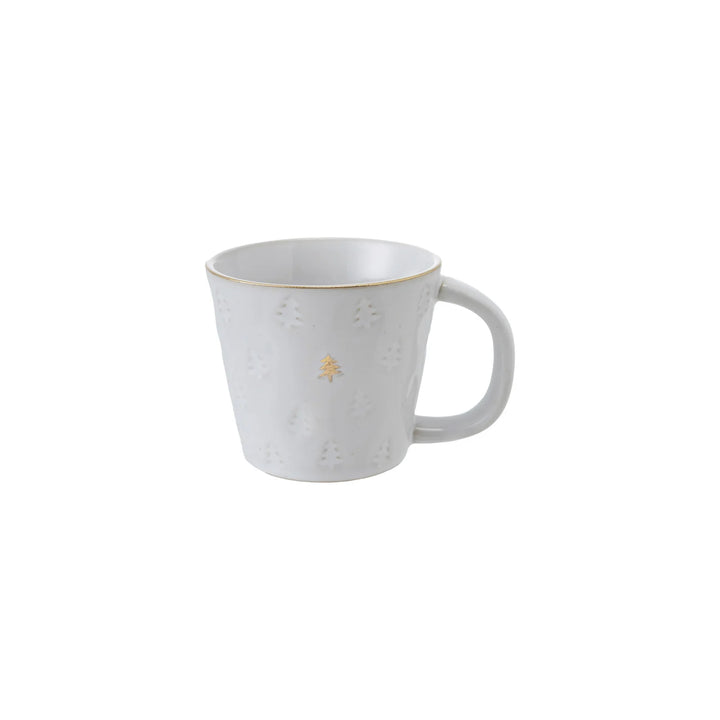 White Stoneware Christmas Tree Mug, 10 oz
