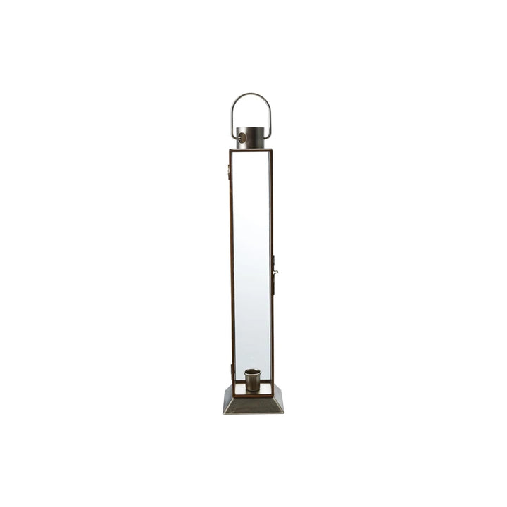 Metal + Glass Lantern Taper Holder, Antique Gold Finish