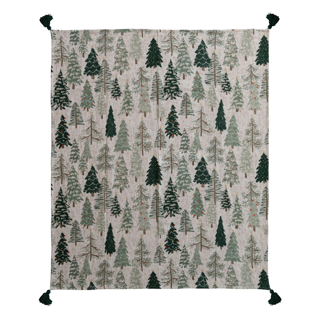 Evergreen Forest Cotton Throw Blanket