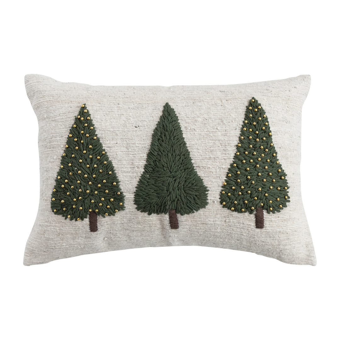 Embroidered Christmas Tree Lumbar Pillow, 24"
